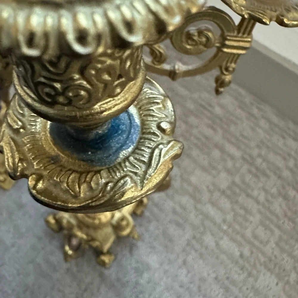 Pair Italian Cobalt & Gilt Rococo 5-Light Candelabra – Brevettato